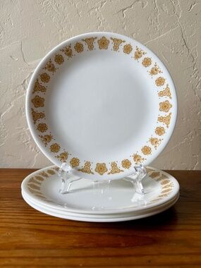 Vintage Corelle Butterfly Gold Lunch/Salad Plates | Set of 4
